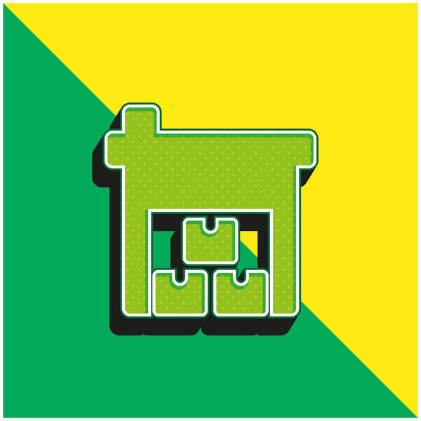 Ящики Зеленый и желтый современный 3D логотип векторной иконки