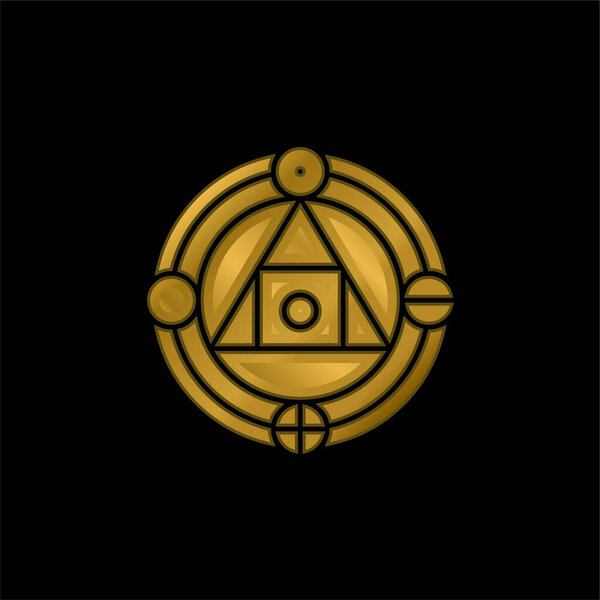 Alchemy gold plated metalic icon or logo vector