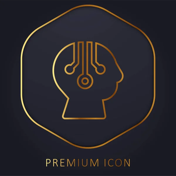 Artificial Intelligence Línea Dorada Logotipo Premium Icono — Vector de stock