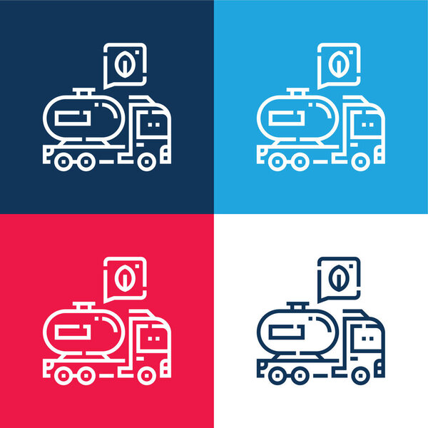 Биодизель синий и красный четыре цвета минимальный набор значков