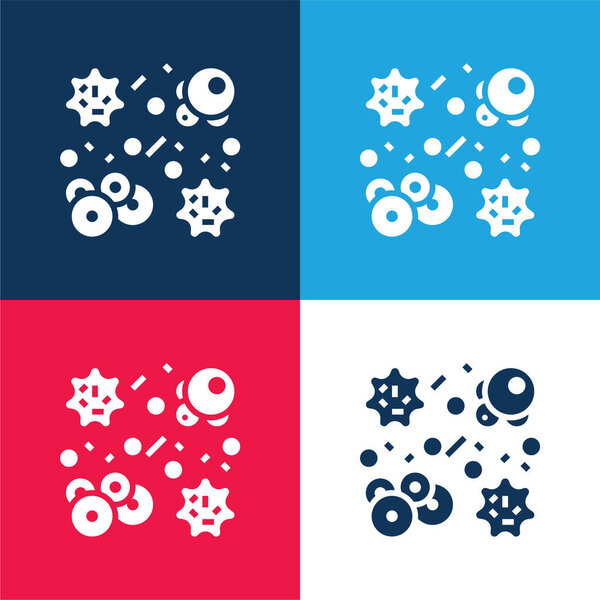 Bacteria blue and red four color minimal icon set