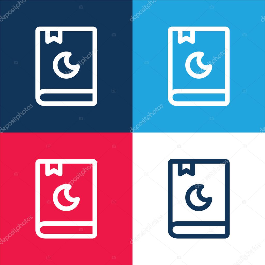 Baby Book blue and red four color minimal icon set