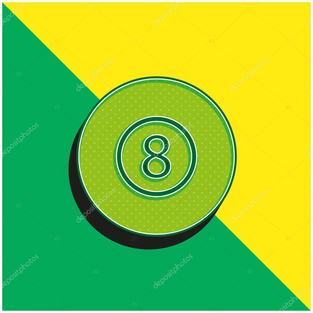 Billiard Eight Ball Green and yellow modern 3d vector icon logo
