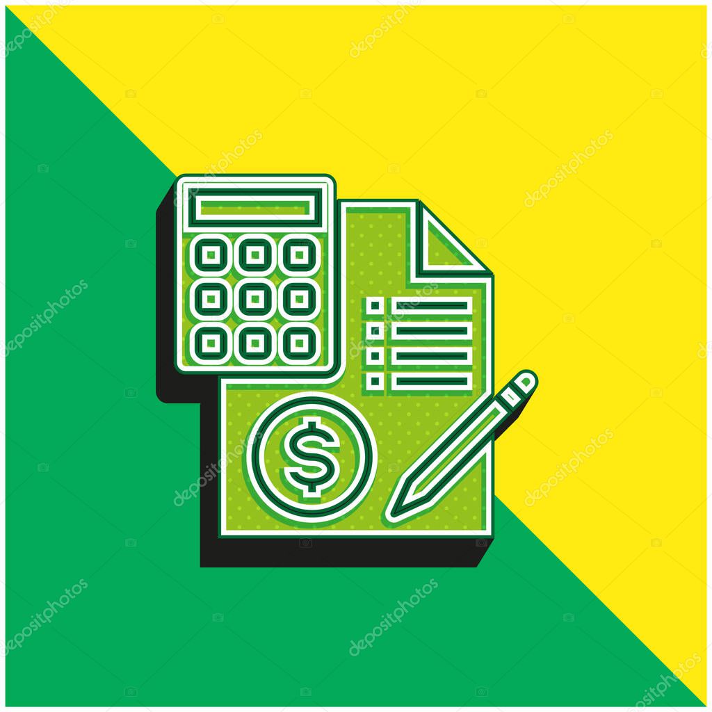 Accounting Green and yellow modern 3d vector icon logo