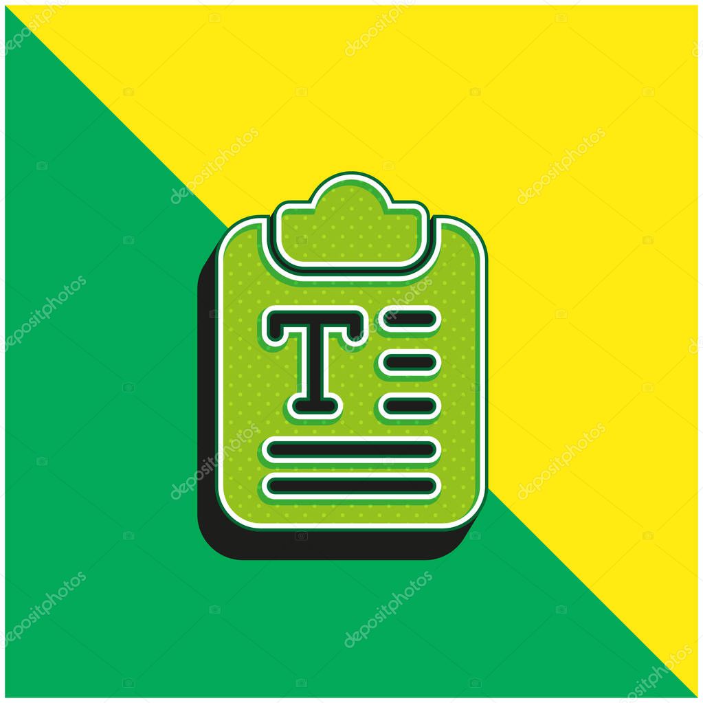 Article Green and yellow modern 3d vector icon logo
