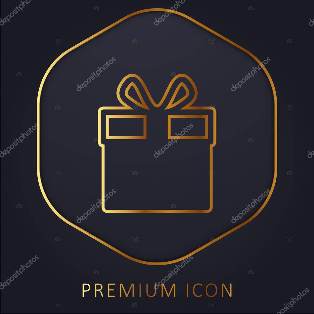 Big Gift golden line premium logo or icon