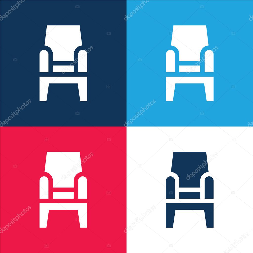 Armchair blue and red four color minimal icon set