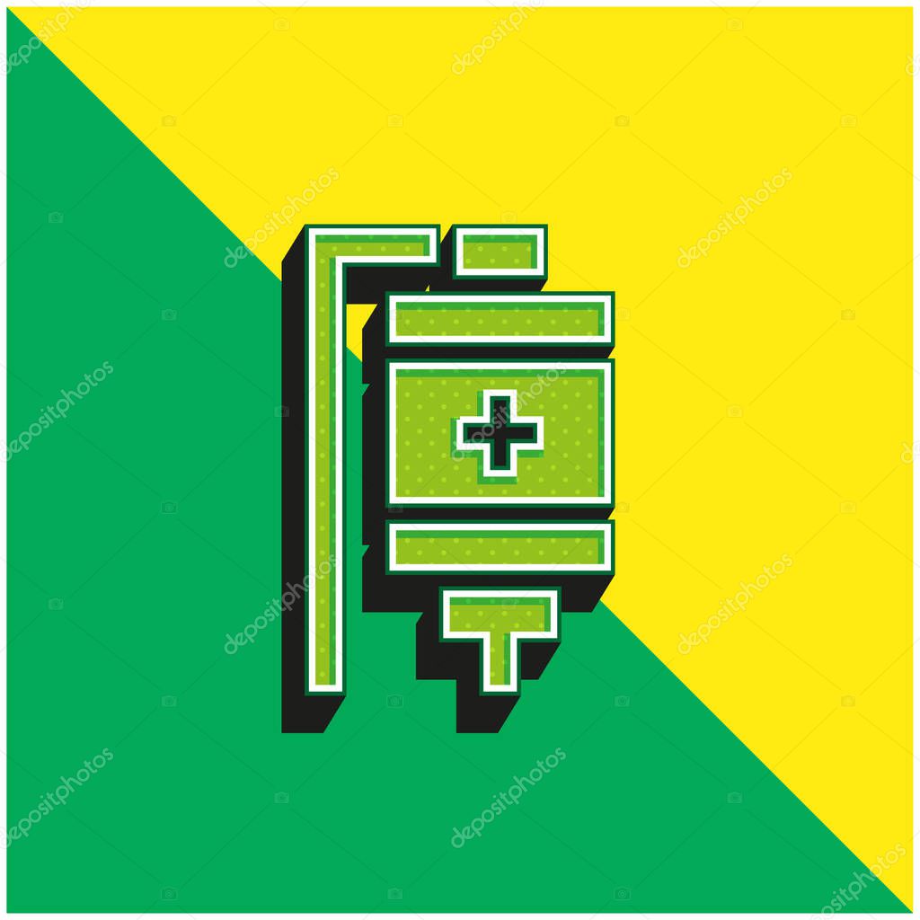 Blood Bag Green and yellow modern 3d vector icon logo