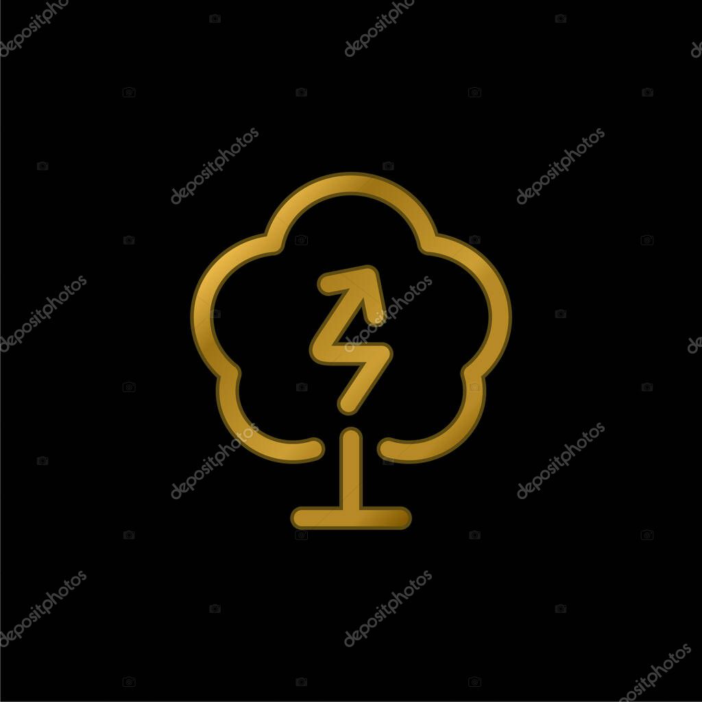 Bio Energy gold plated metalic icon or logo vector