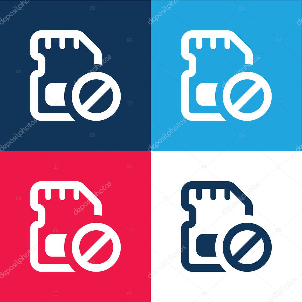 Block blue and red four color minimal icon set