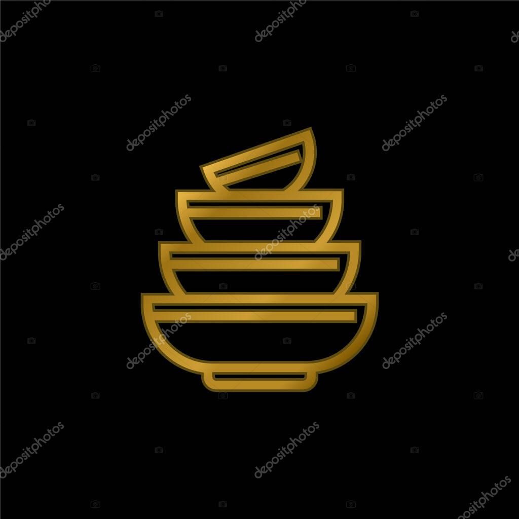 Bowls gold plated metalic icon or logo vector