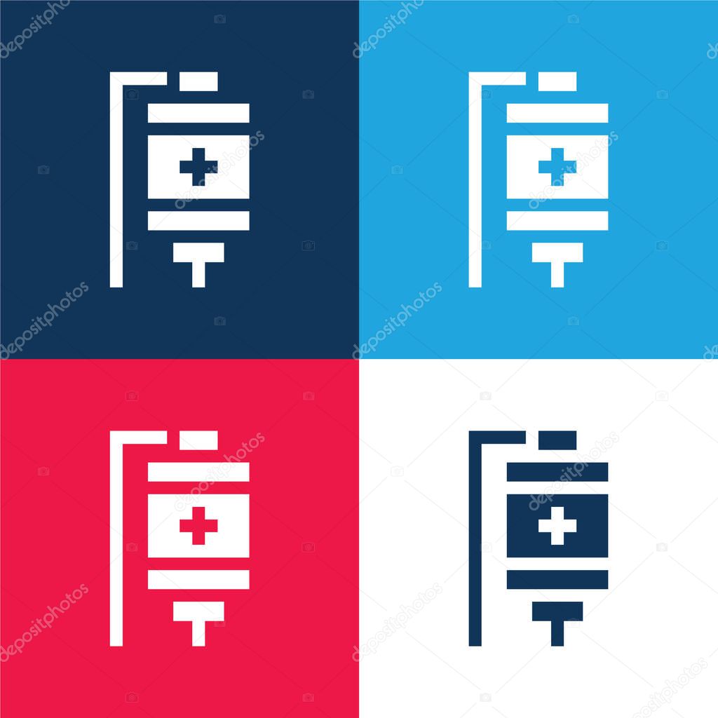 Blood Bag blue and red four color minimal icon set