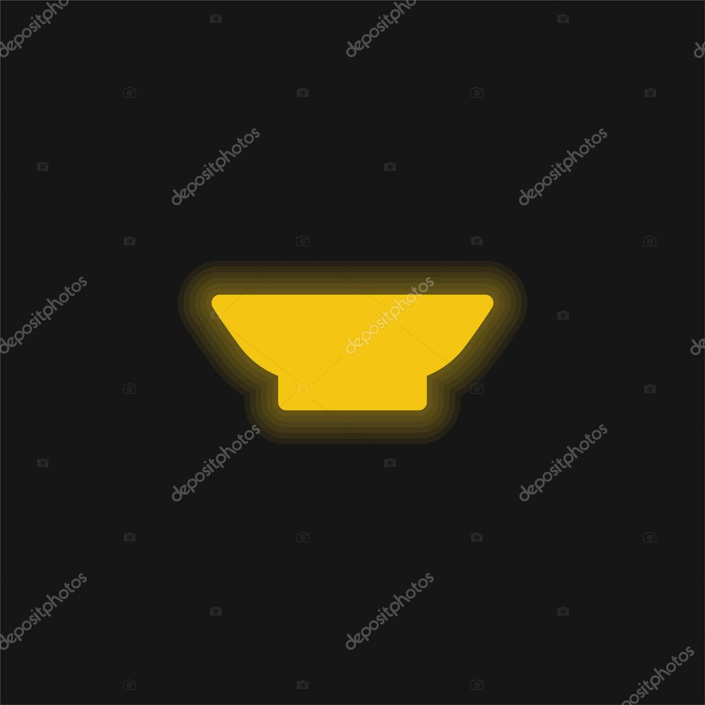 Bowl yellow glowing neon icon
