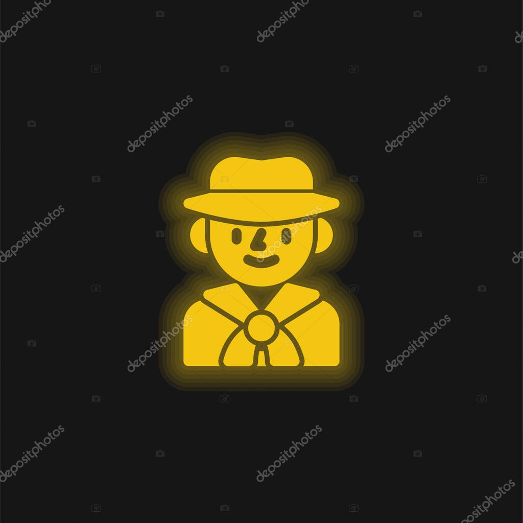Boy Scout yellow glowing neon icon