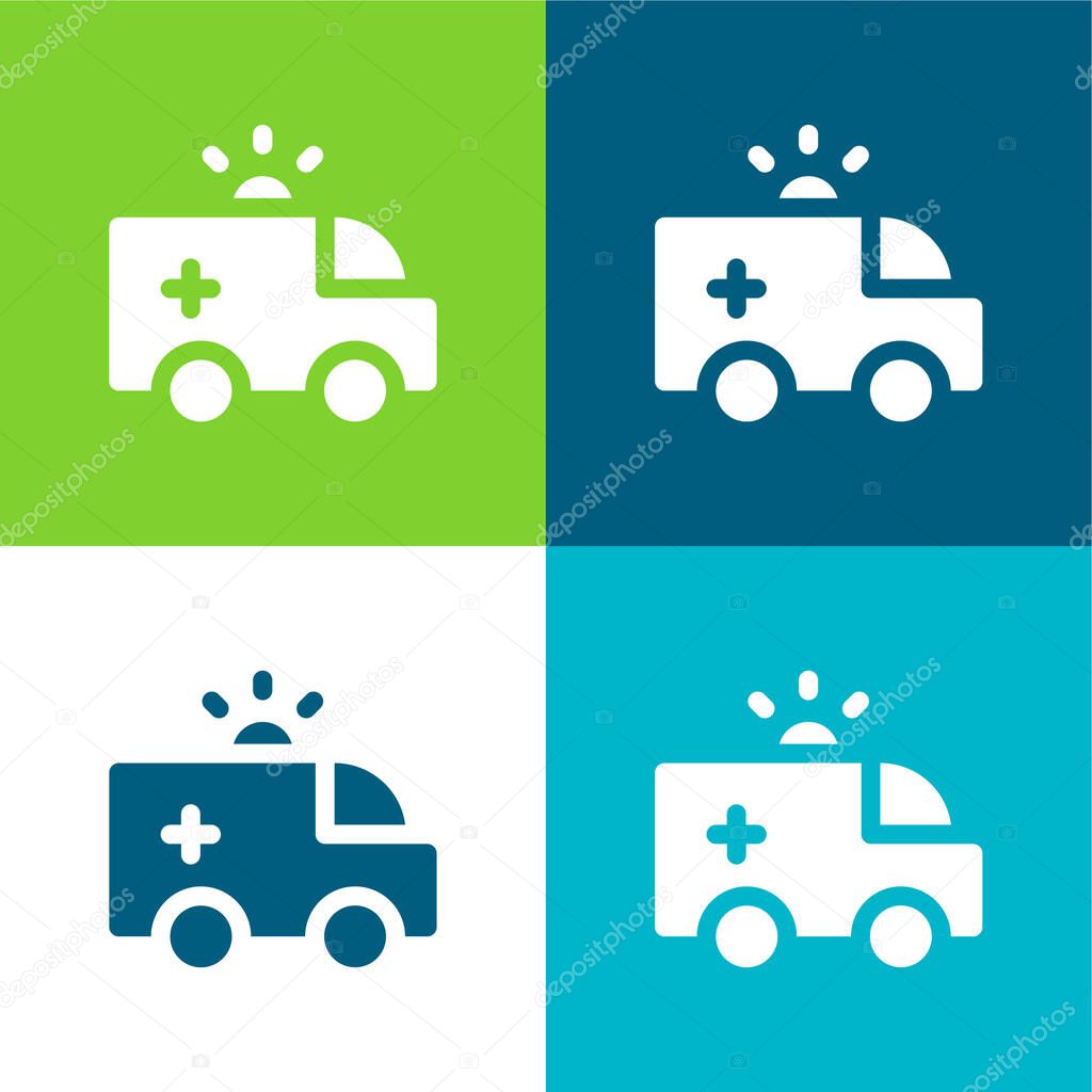 Ambulance Flat four color minimal icon set