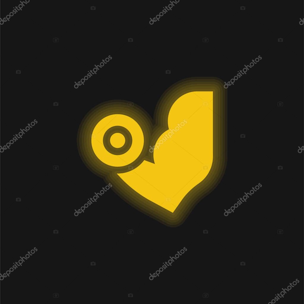 Arm yellow glowing neon icon