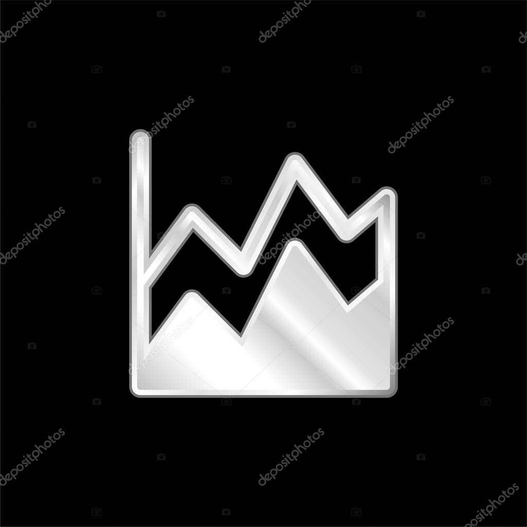Area Chart silver plated metallic icon