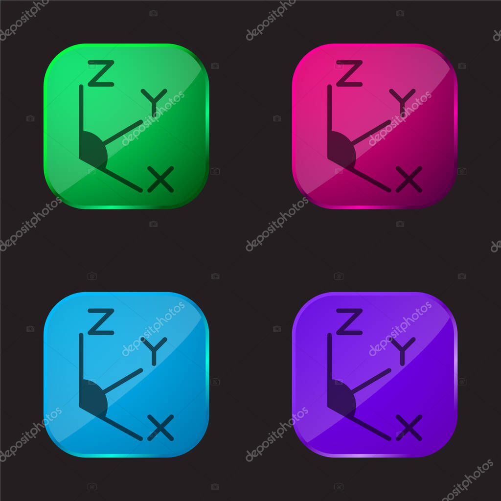 Axis four color glass button icon