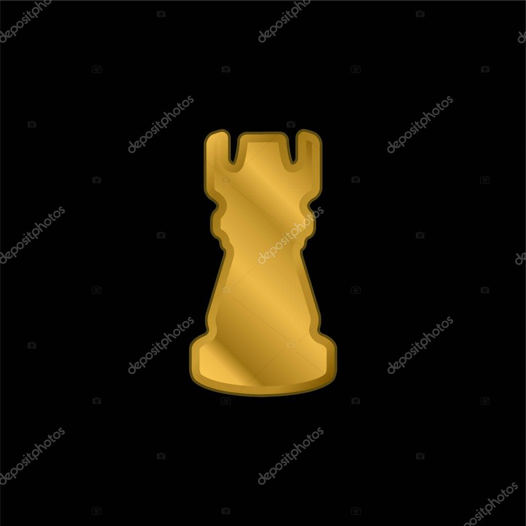Black Tower Chess Piece Shape gold plated metalic icon or logo vector
