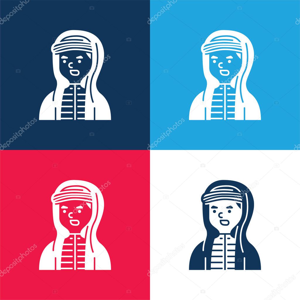 Boy blue and red four color minimal icon set
