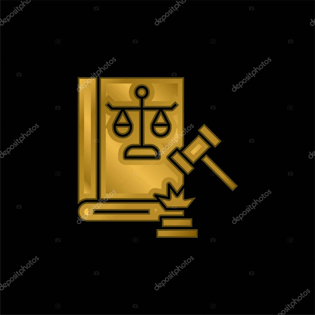 Auction gold plated metalic icon or logo vector