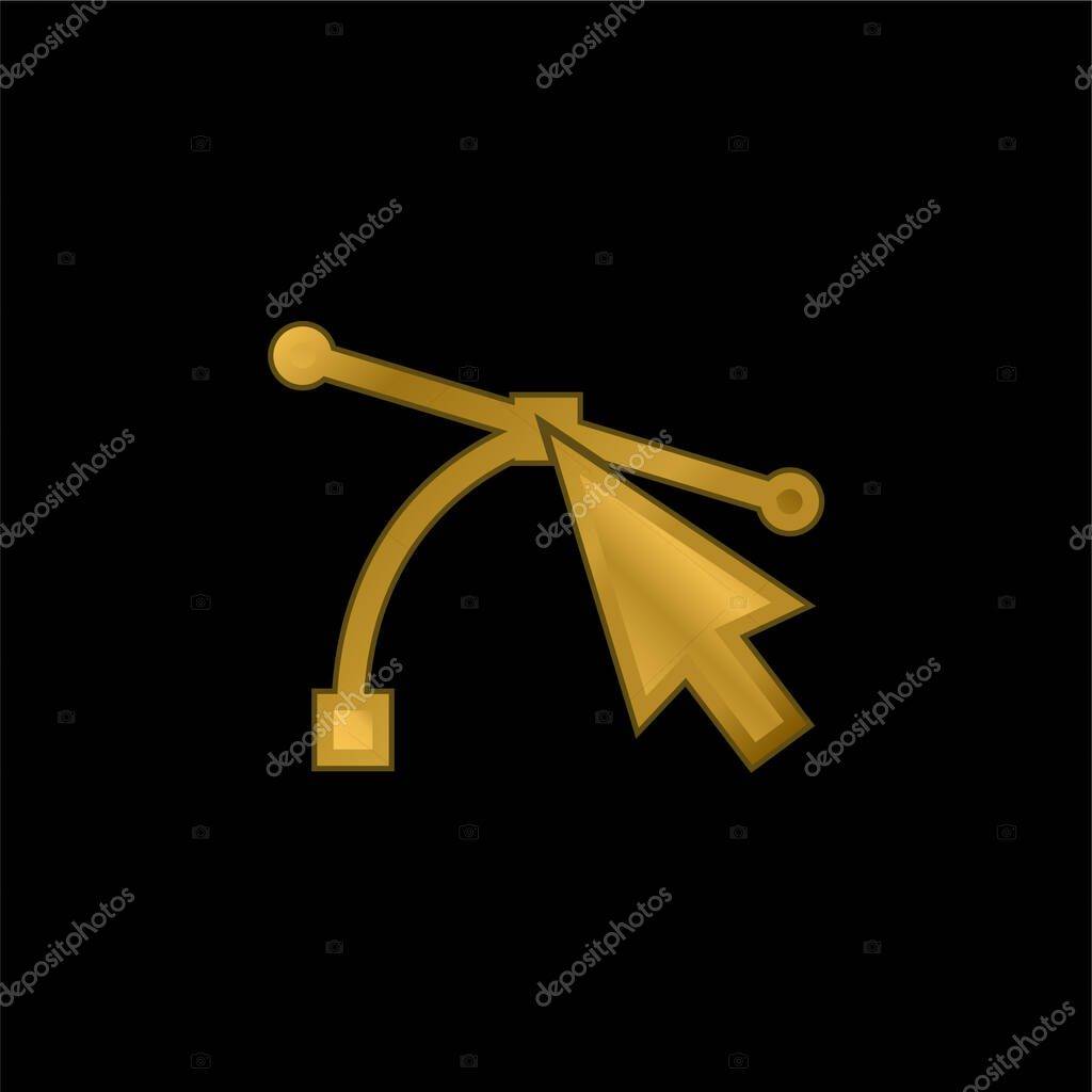 Arrow Pointing At Connector Lines gold plated metalic icon or logo vector
