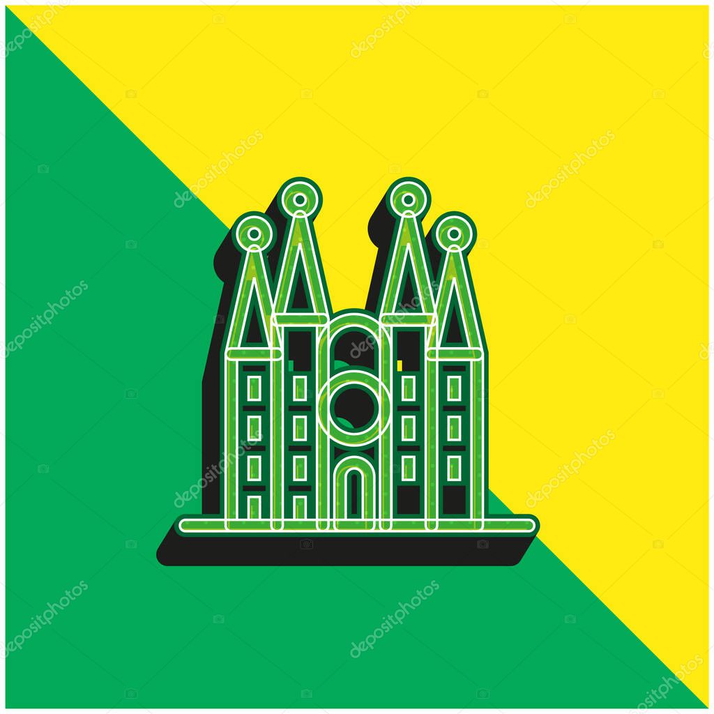 Barcelona Green and yellow modern 3d vector icon logo