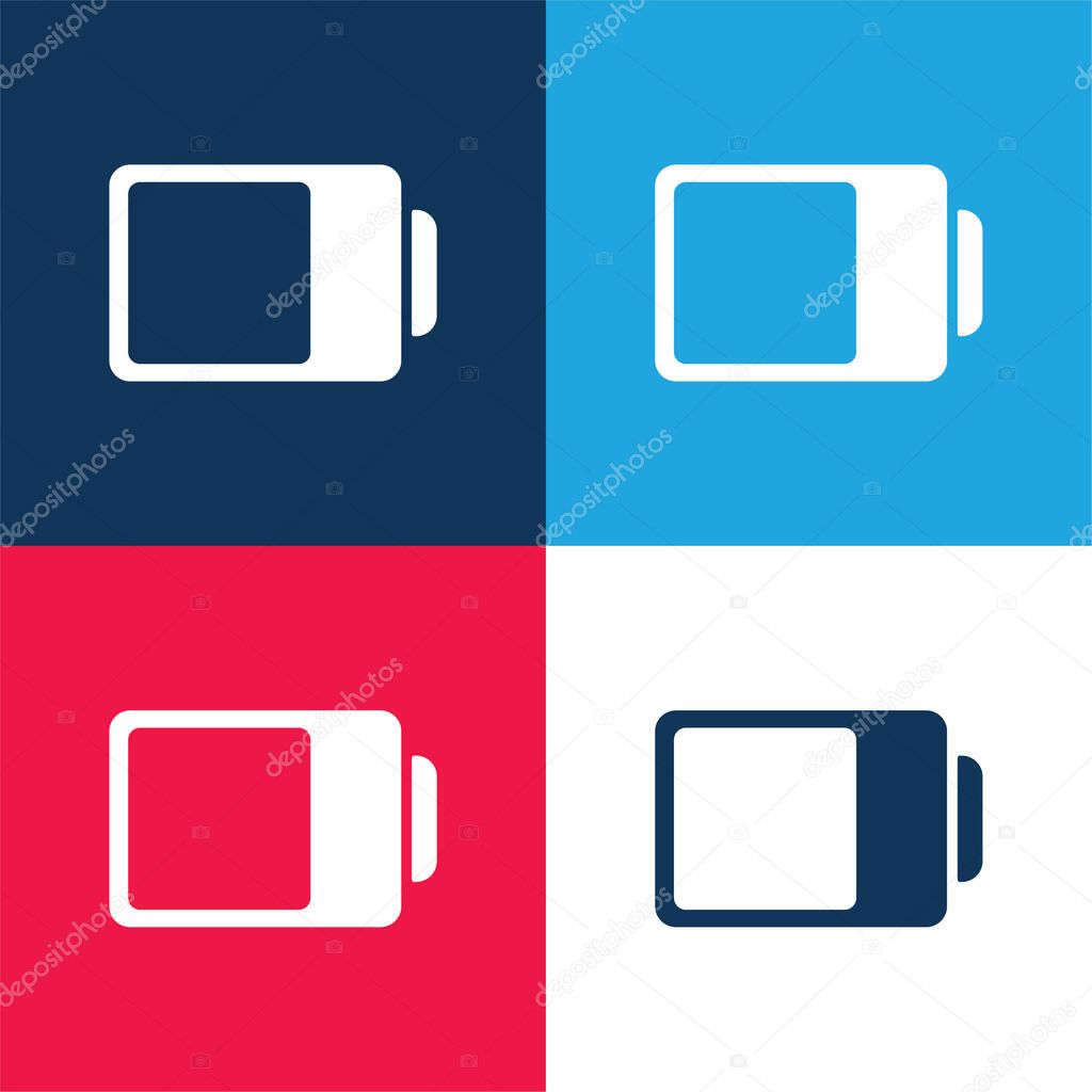 Battery Status Interface Symbol Almost Full blue and red four color minimal icon set