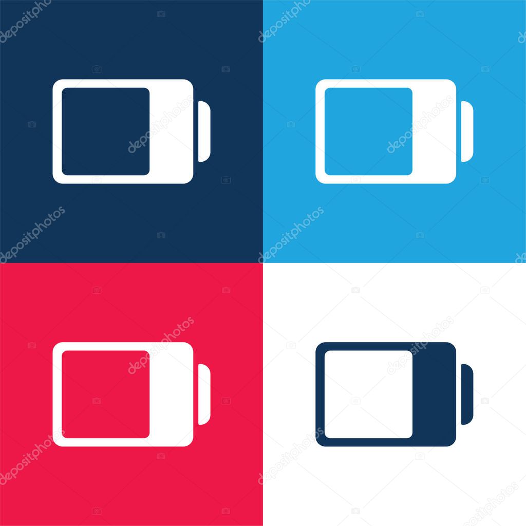Battery Status Interface Symbol Almost Full blue and red four color minimal icon set