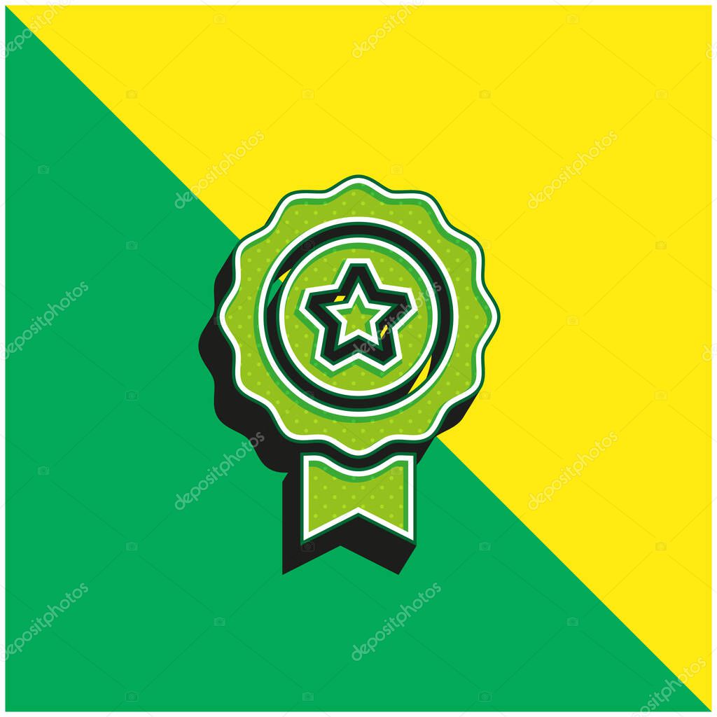 Award Green and yellow modern 3d vector icon logo