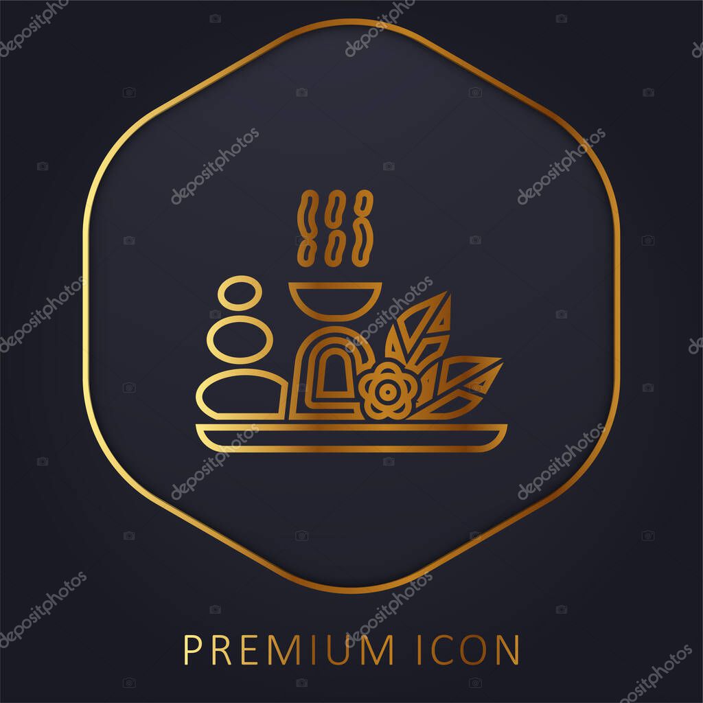 Aromatherapy golden line premium logo or icon