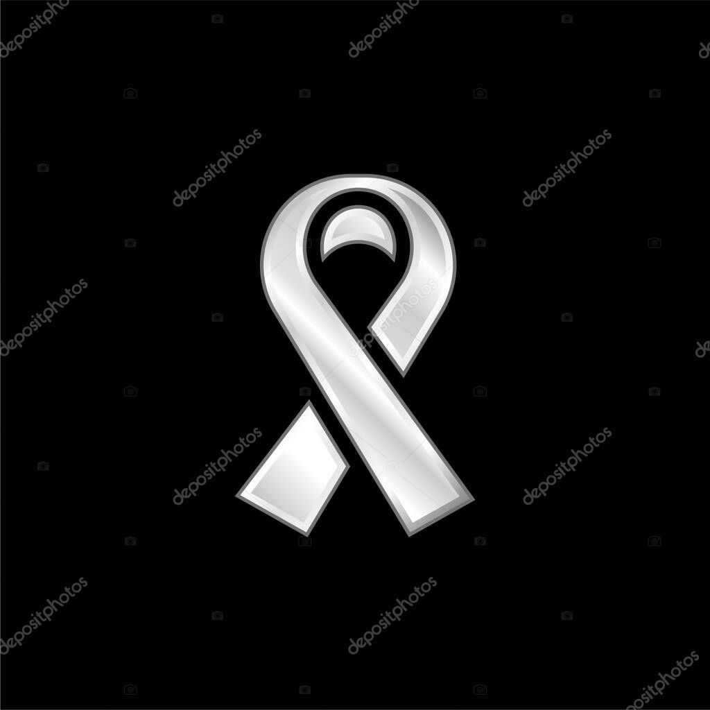 Black Ribbon silver plated metallic icon