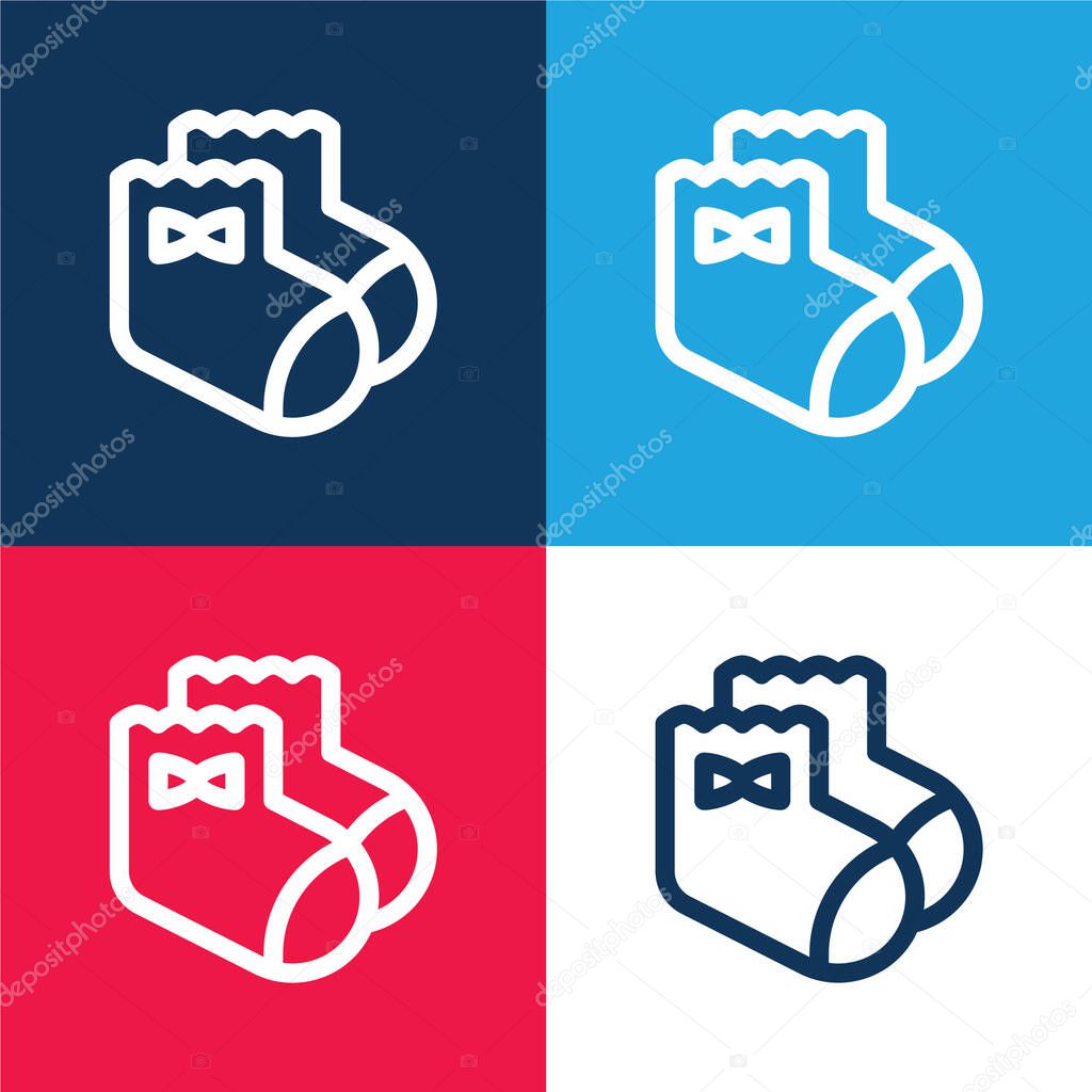 Baby Socks blue and red four color minimal icon set