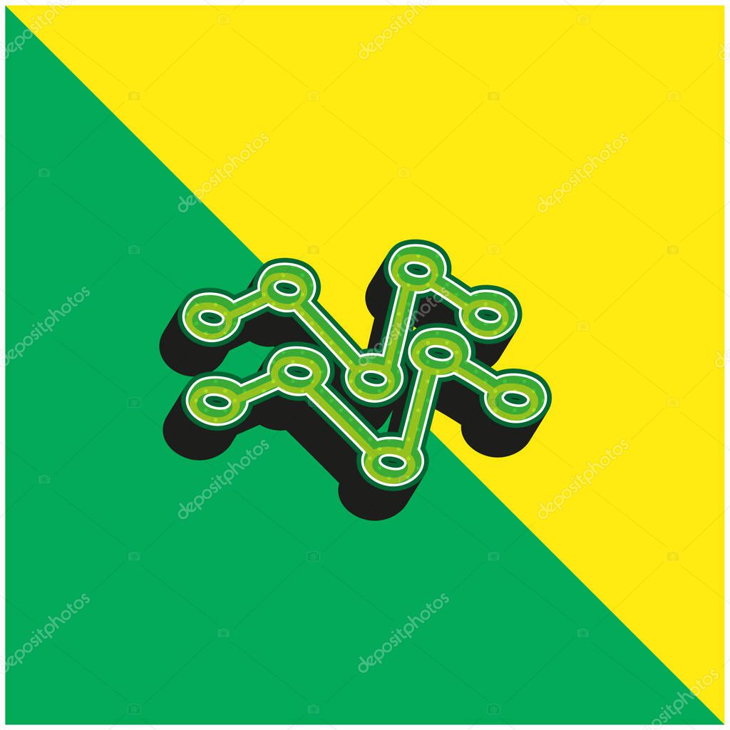 Analytics Hand Drawn Lines Green and yellow modern 3d vector icon logo