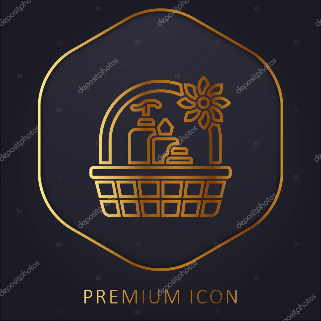Basket golden line premium logo or icon