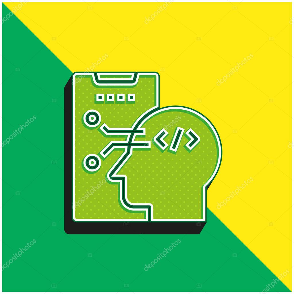 Algorithm Green and yellow modern 3d vector icon logo