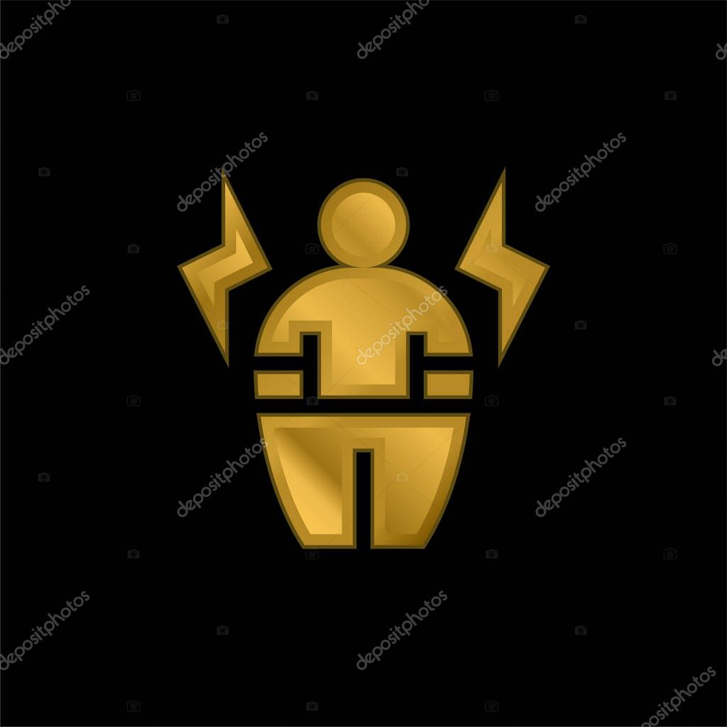 Body Positive gold plated metalic icon or logo vector