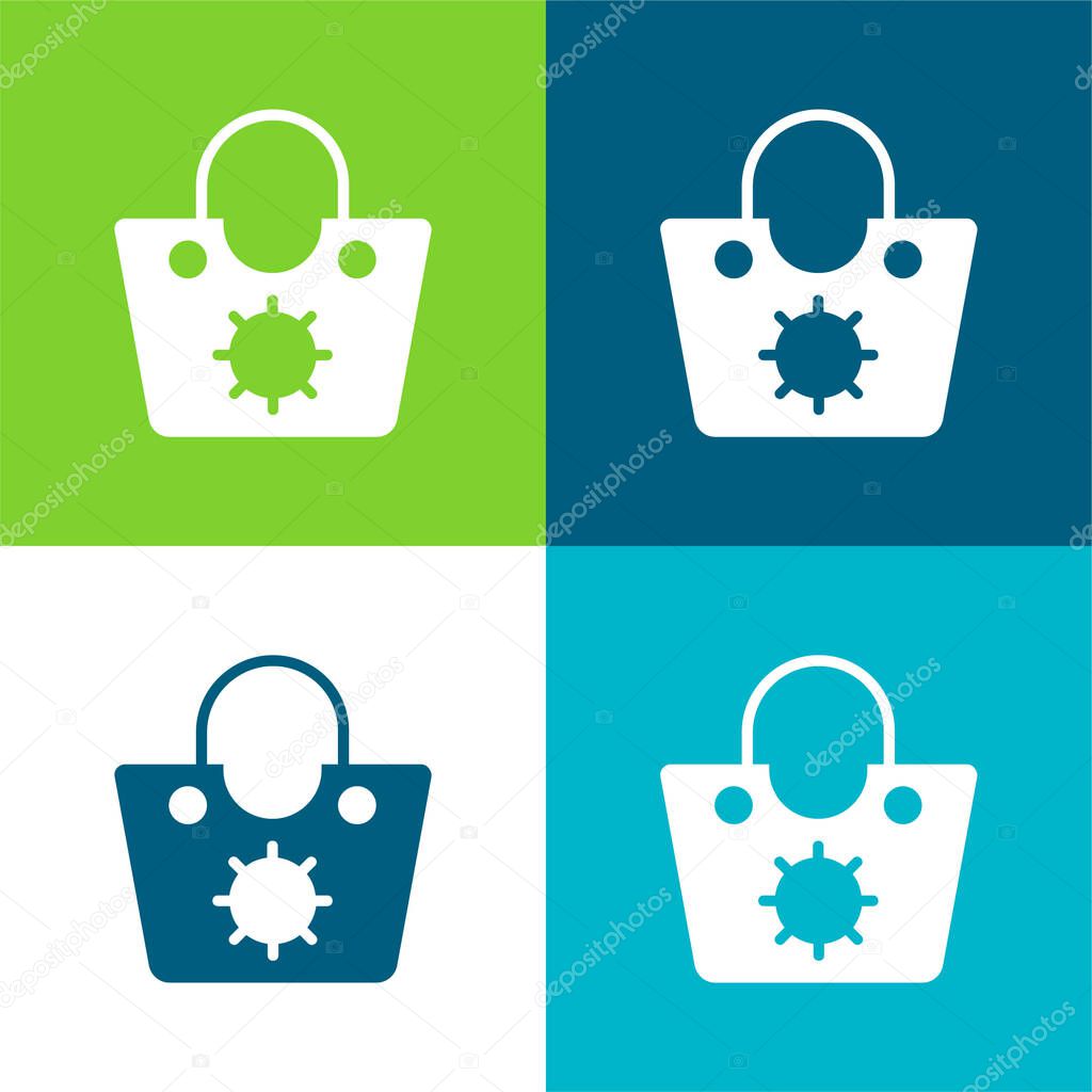 Bag Flat four color minimal icon set
