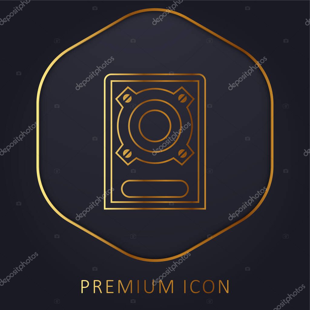 Boombox Speaker golden line premium logo or icon