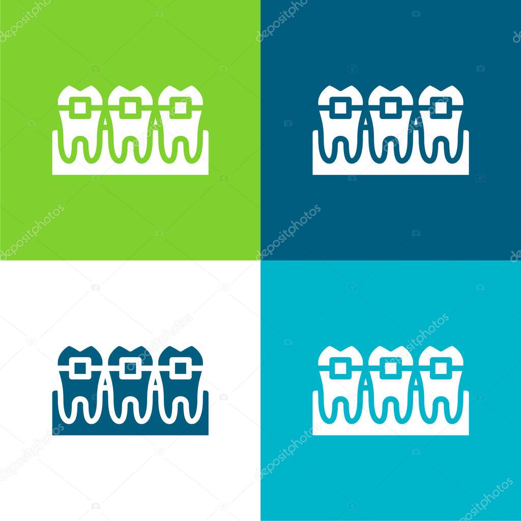 Braces Flat four color minimal icon set