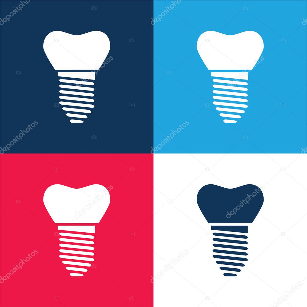 Artificial blue and red four color minimal icon set