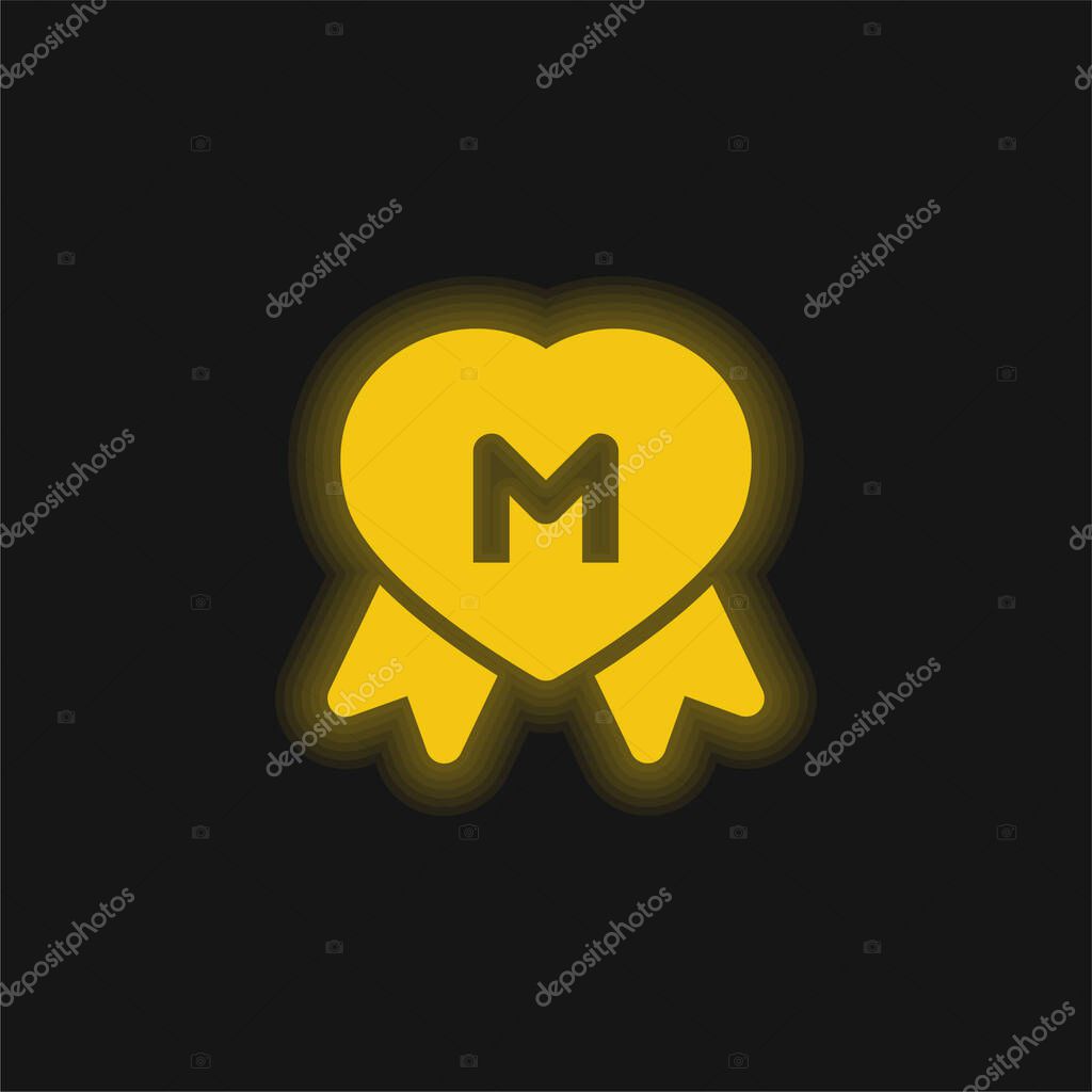 Award yellow glowing neon icon