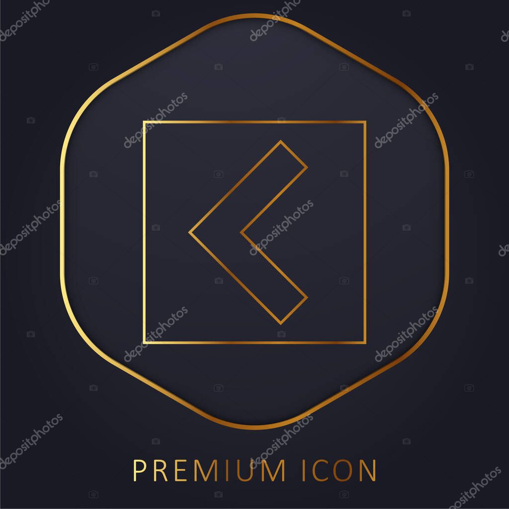 Back Angle Arrow In Square Interface Button golden line premium logo or icon