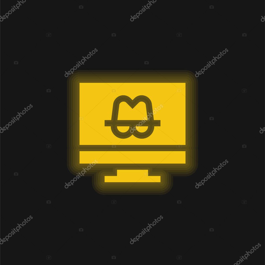 Anonymity yellow glowing neon icon