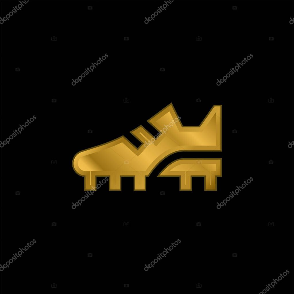 Boots gold plated metalic icon or logo vector