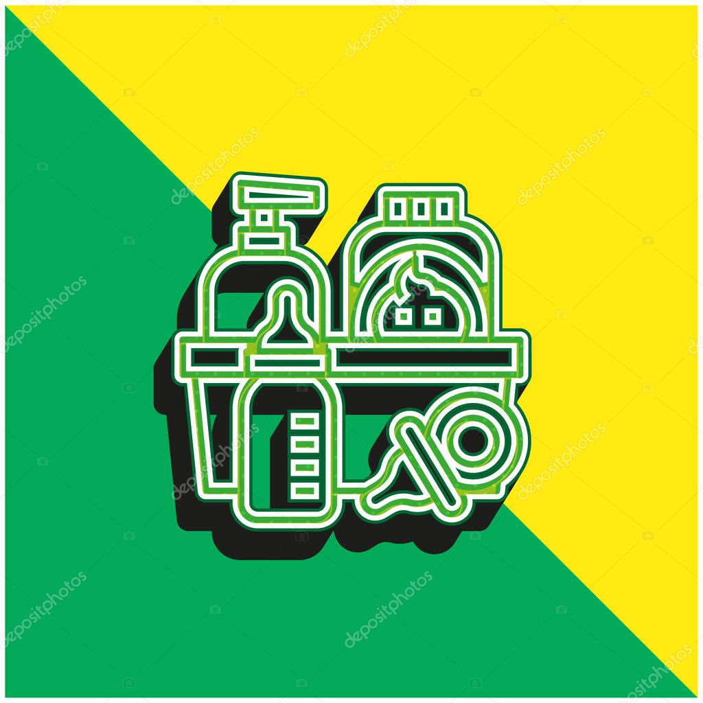 Baby Products Green and yellow modern 3d vector icon logo