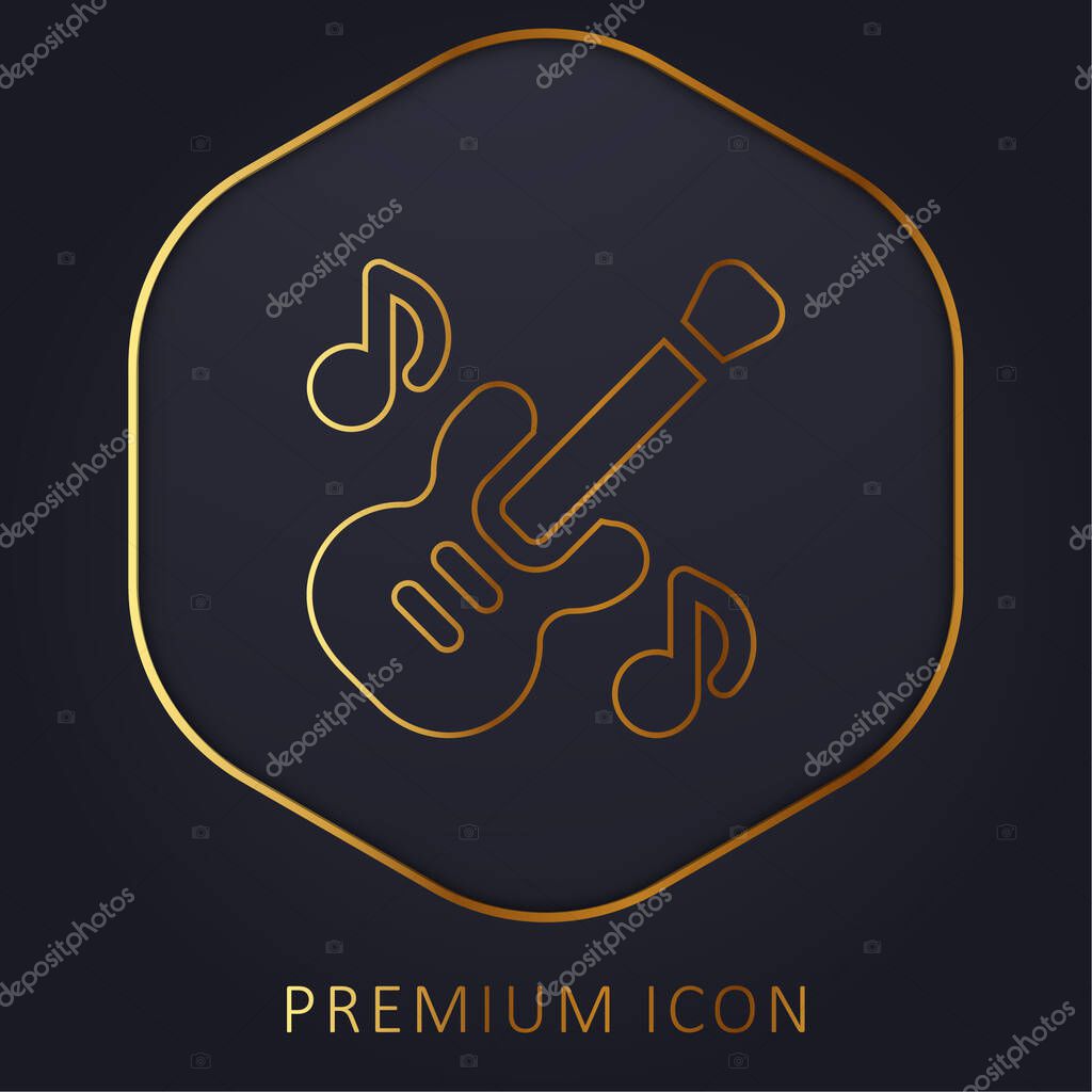 Bass Guitar golden line premium logo or icon