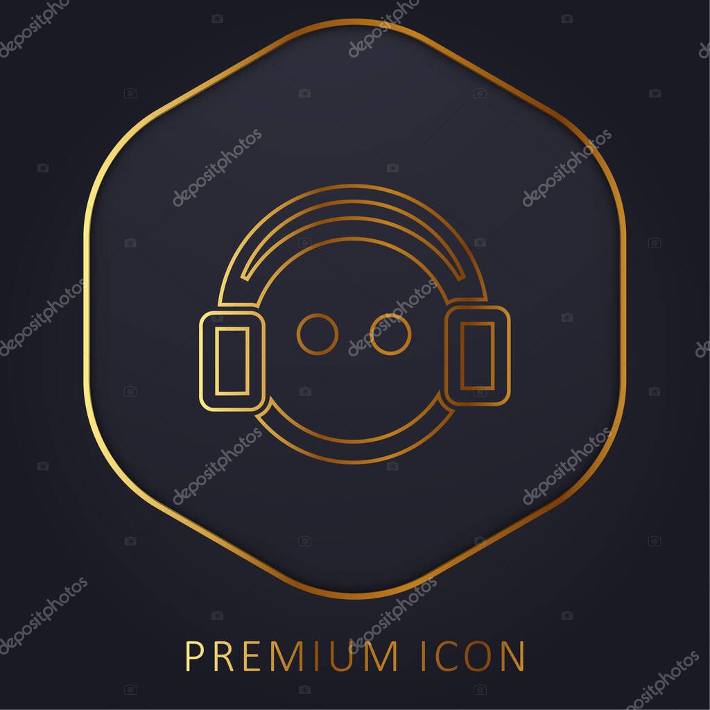 Boy With Headphones golden line premium logo or icon