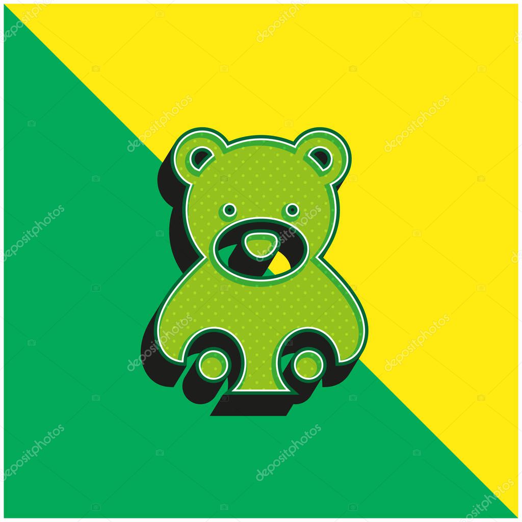 Bear Green and yellow modern 3d vector icon logo