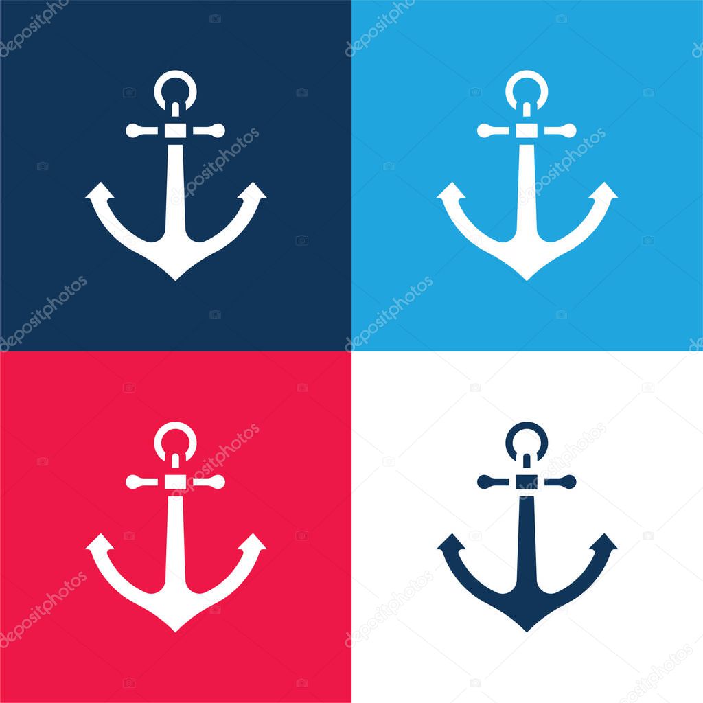 Anchor blue and red four color minimal icon set